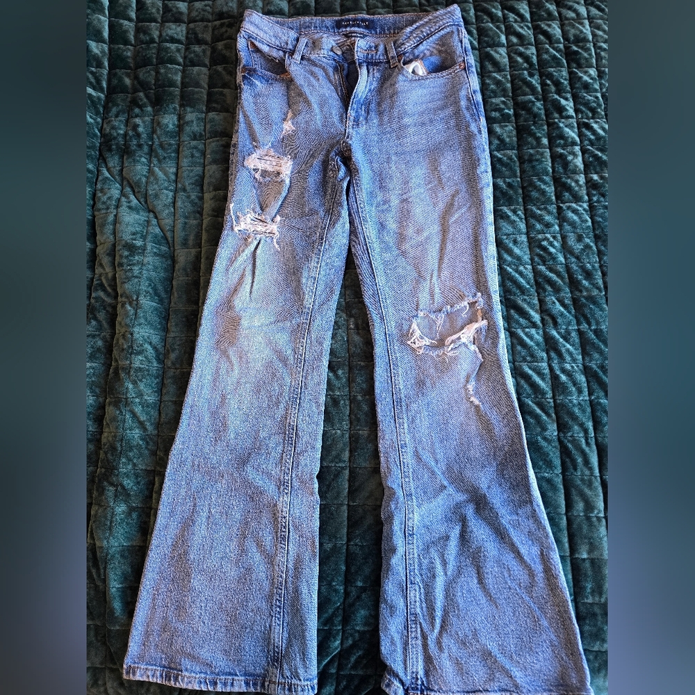 Aeropostale Light Blue Distressed Flare Jeans